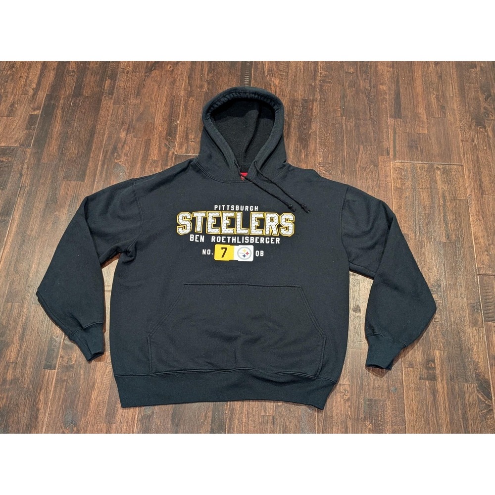 Pittsburgh Steelers Hoodie‎ Mens XL Black NFL Football Ben Roethlisberger 7 QB